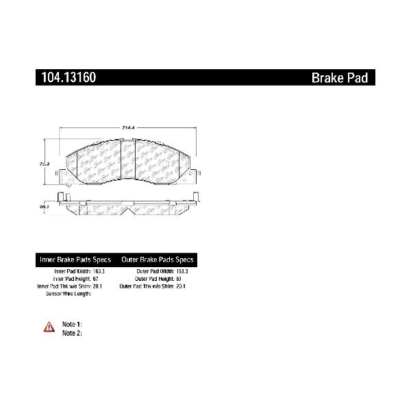 Disc Brake Pad Set - Front for 2008-2017 Volkswagen Crafter Van (Centric 104.13160)