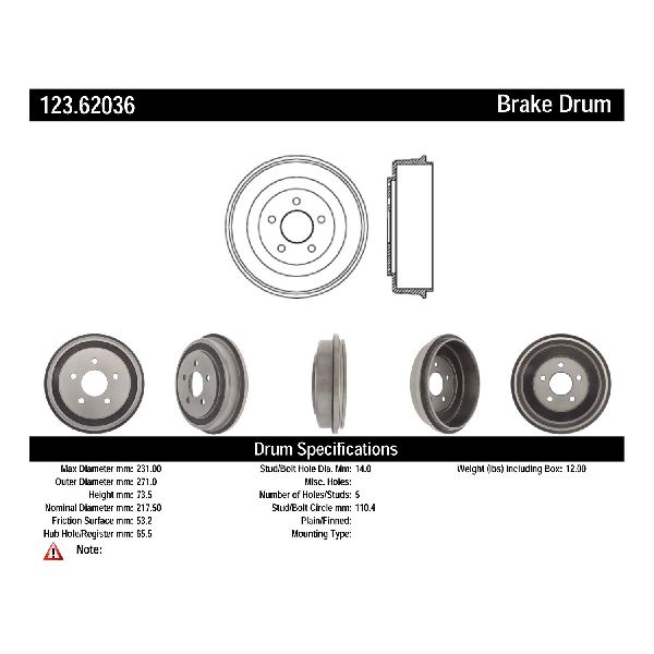 Brake Drum - Rear for 2007-2008 Chevrolet Cobalt (Centric 123.62036)