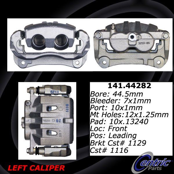 Disc Brake Caliper - Front Left for 2010-2019 Toyota Highlander (Centric 141.44282)