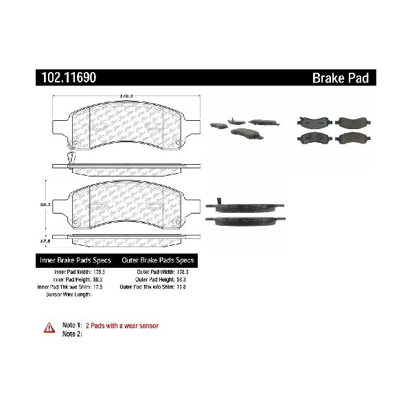 Disc Brake Pad Set - Front for 2006-2007 Buick Rainier (Centric 102.11690)