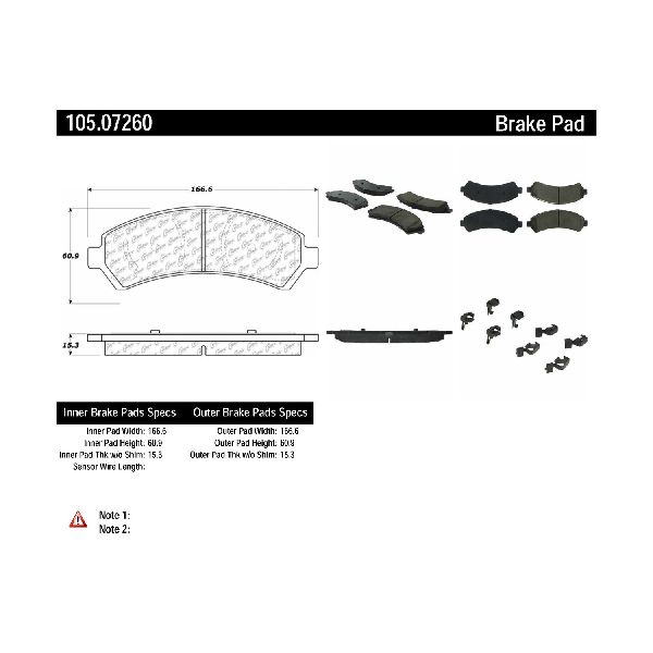 Disc Brake Pad Set - Front for 1998-2004 GMC Sonoma (Centric 105.07260)