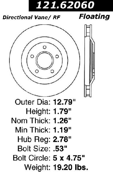 Disc Brake Rotor - Front Right for 1997-2004 Chevrolet Corvette (Centric 121.62060)