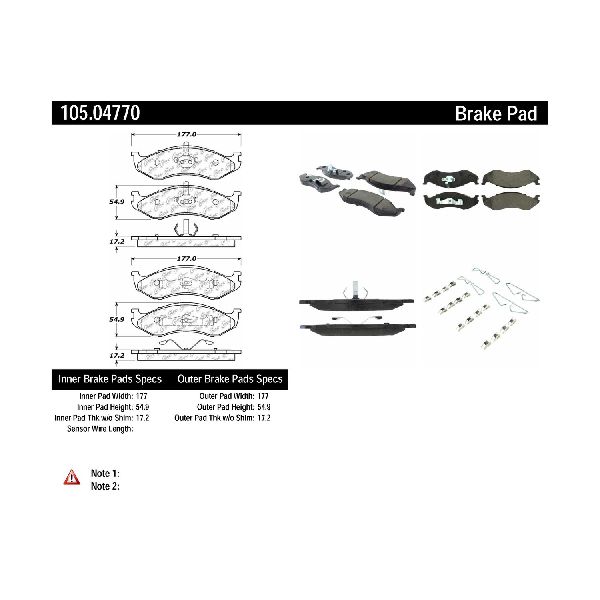 Disc Brake Pad Set - Front for 1990-2001 Jeep Cherokee (Centric 105.04770)