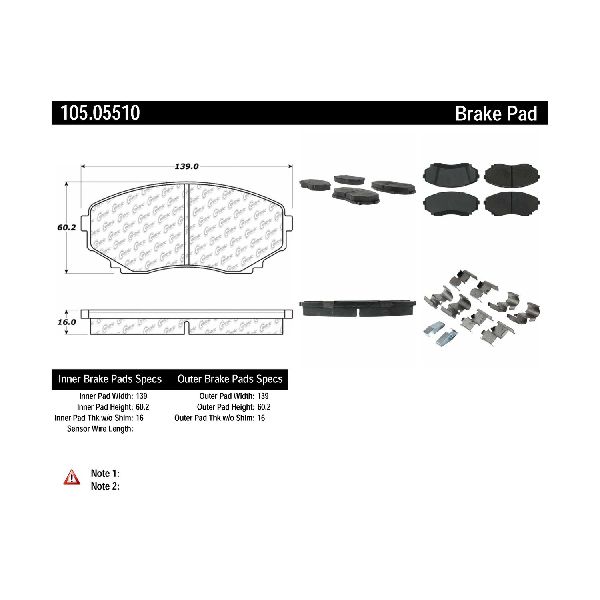 Disc Brake Pad Set - Front for 1992-2006 Mazda MPV (Centric 105.05510)