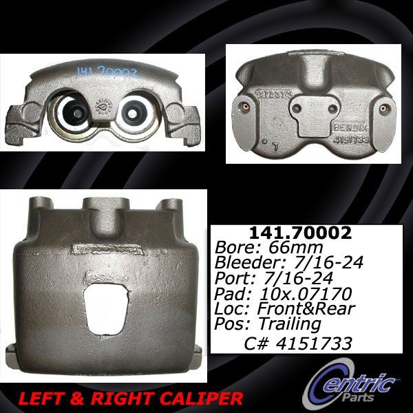 Disc Brake Caliper - Front Left, Front Right, Rear Left, Rear Right for 1996-1998 Freightliner FS65 (Centric 141.70002)