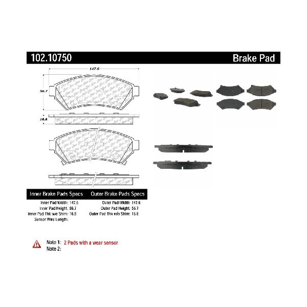 Disc Brake Pad Set - Front for 2005-2007 Saturn Relay (Centric 102.10750)