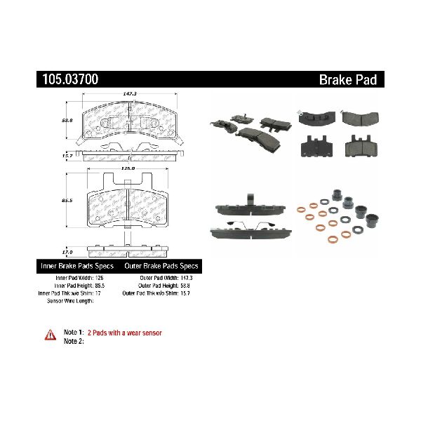 Disc Brake Pad Set - Front for 1995-1996 GMC C3500HD (Centric 105.03700)