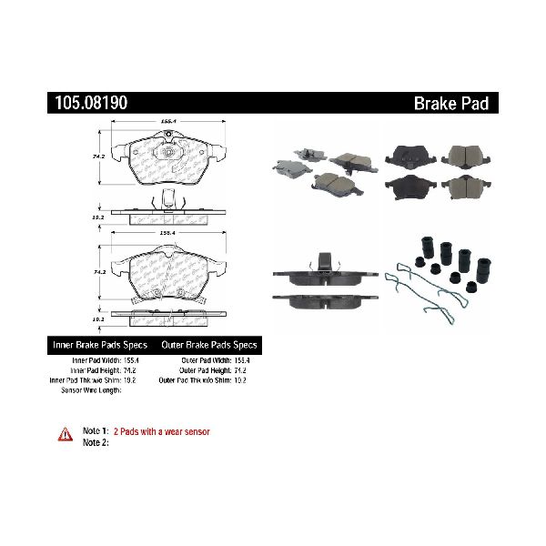 Disc Brake Pad Set - Front for 2001-2003 Saturn L200 (Centric 105.08190)