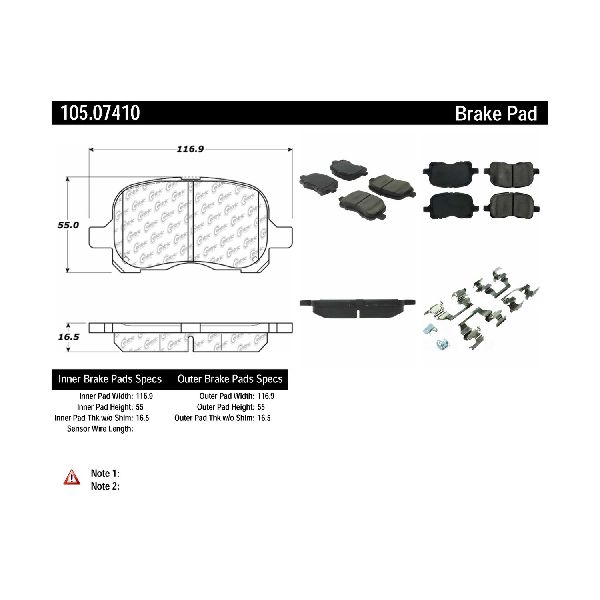 Disc Brake Pad Set - Front for 1998-2002 Chevrolet Prizm (Centric 105.07410)