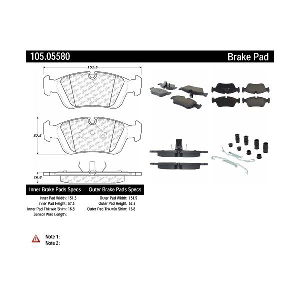 Disc Brake Pad Set - Front for 1992-2005 BMW 320i (Centric 105.05580)