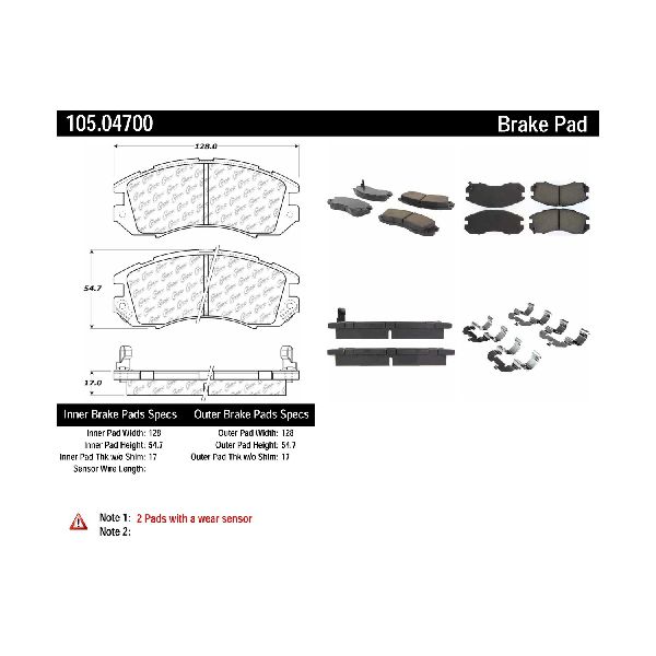 Disc Brake Pad Set - Front for 1993-1996 Subaru Impreza (Centric 105.04700)