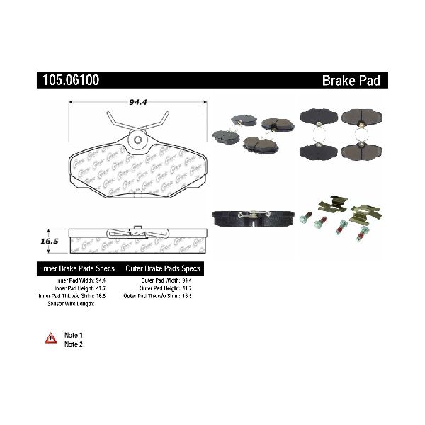 Disc Brake Pad Set - Rear for 1993-2005 Mercury Sable (Centric 105.06100)