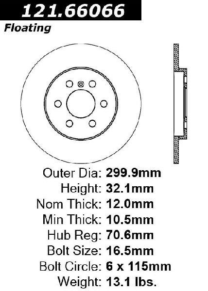 Disc Brake Rotor - Rear for 2006 Chevrolet Uplander (Centric 121.66066)