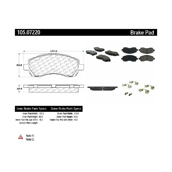 Disc Brake Pad Set - Front for 1997-2001 Subaru Impreza (Centric 105.07220)