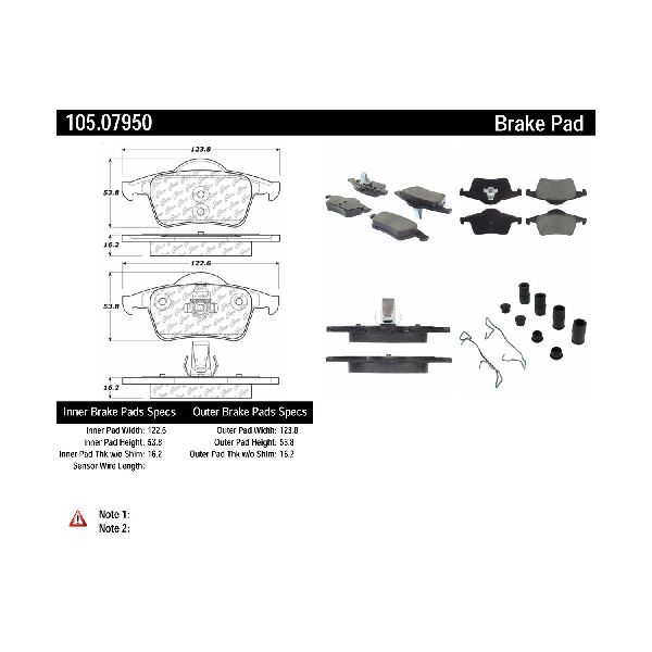 Disc Brake Pad Set - Rear for 1999-2000 Volvo S70 (Centric 105.07950)