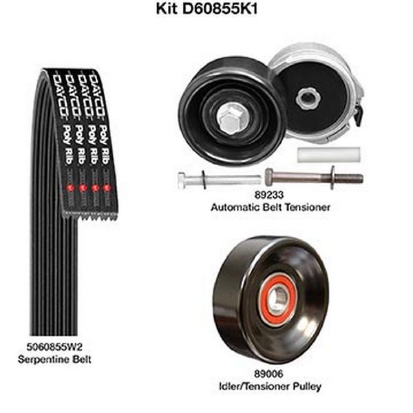 Serpentine Belt Drive Component Kit - Main Drive for 1998-2007 Ford Taurus (Dayco D60855K1)