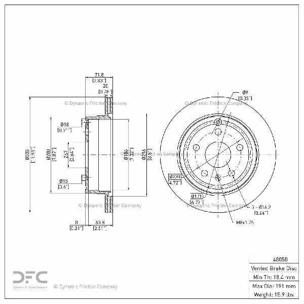 Disc Brake Rotor - Rear for 2010-2017 GMC Terrain (Dynamic Friction 604-48058)