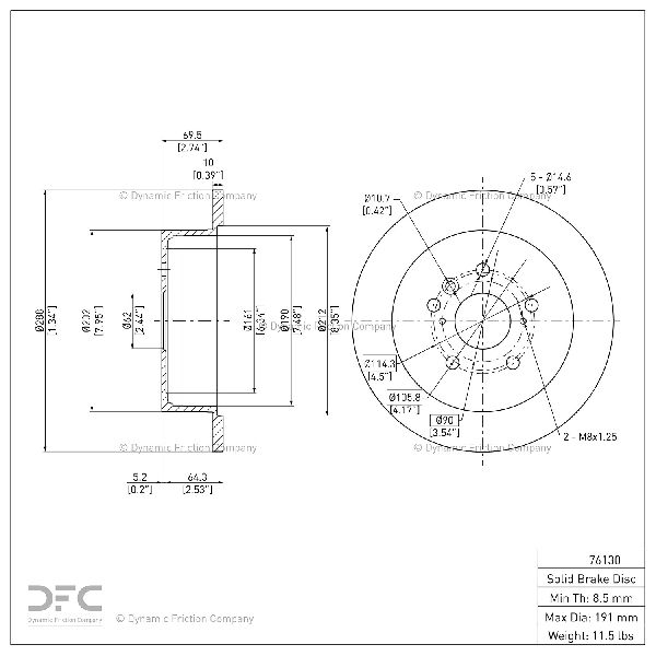 Disc Brake Rotor - Rear for 2004-2006 Lexus RX330 (Dynamic Friction 604-76130)