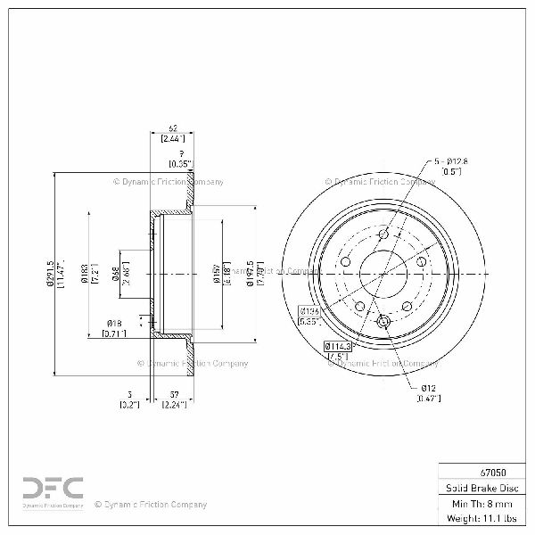 Disc Brake Rotor - Rear for 2011-2017 Nissan Juke (Dynamic Friction 604-67050)