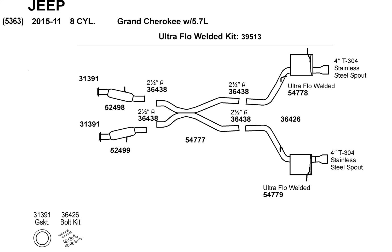 Exhaust Crossover Pipe Dynomax 54777