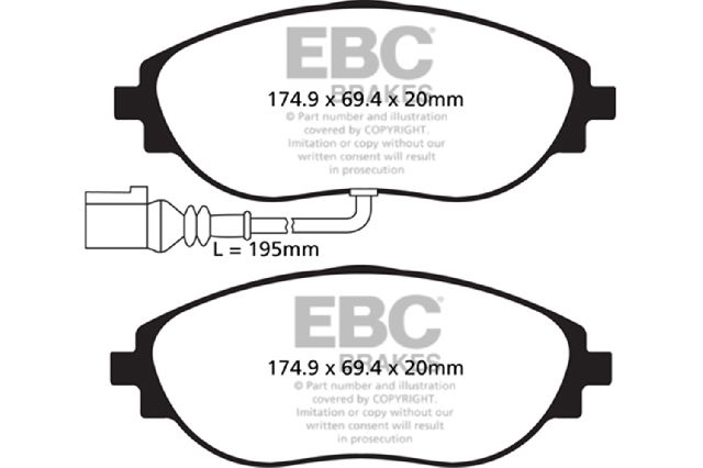 Disc Brake Pad Set - Front for 2015-2020 Audi S3 (EBC Brakes DP32127C)