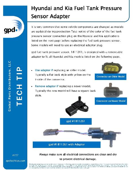 Fuel Tank Pressure Sensor (Global Parts 1811261)