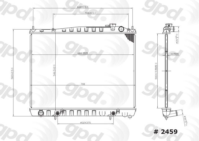 Radiator for 2000-2003 INFINITI QX4 (Global Parts 2459C)