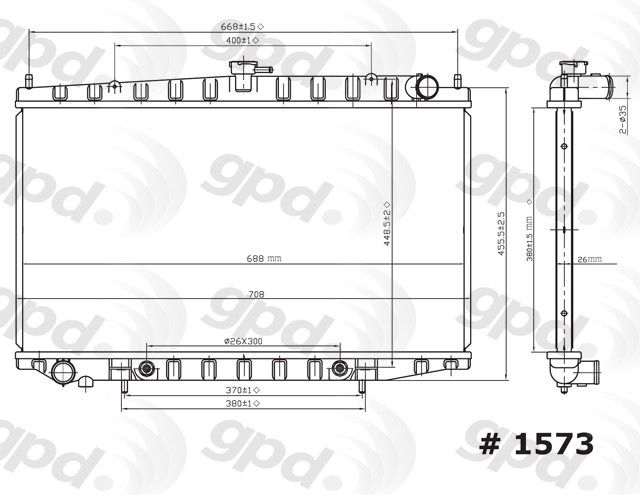 Radiator for 1993-1999 Nissan Altima (Global Parts 1573C)