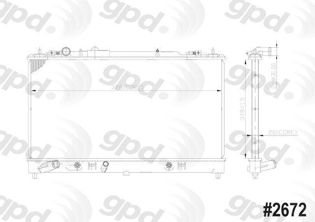 Radiator for 2003-2008 Mazda 6 (Global Parts 2672C)