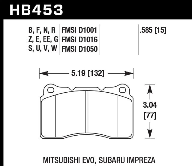 Disc Brake Pad Set - Front for 2015 Dodge Viper (Hawk Performance HB453F.585)