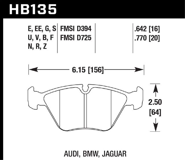 Disc Brake Pad Set - Front for 1989-2005 BMW 525i (Hawk Performance HB135G.760)