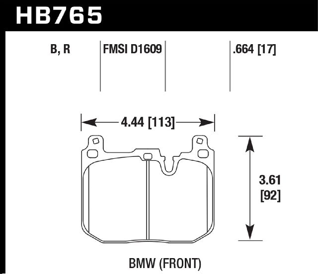 Disc Brake Pad Set - Front for 2015-2018 BMW M3 (Hawk HB765B.664)
