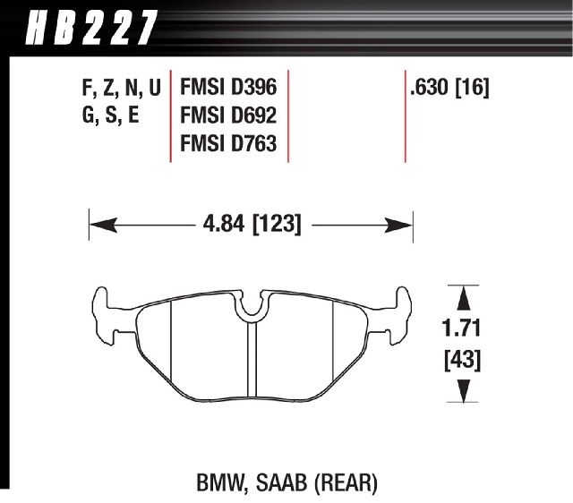 Disc Brake Pad Set - Rear for 1994-2003 BMW 530i (Hawk HB227U.630)