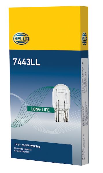 Brake Light Bulb - Front, Lower, Outer, Rear (Hella 7443LL)