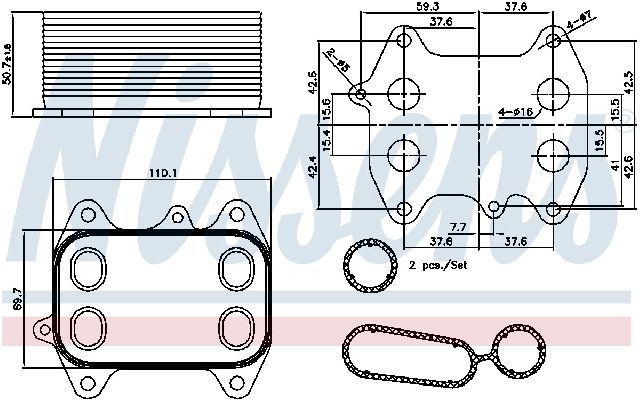 Engine Oil Cooler for 2012-2014 Volkswagen Passat (Nissens 90681)