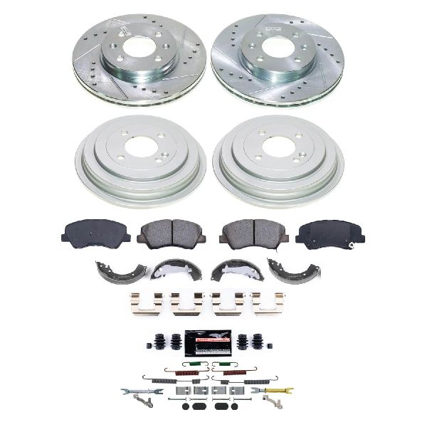 Powerstop Disc Brake Pad and Rotor / Drum Brake Shoe and Drum Kit  Front and Rear 