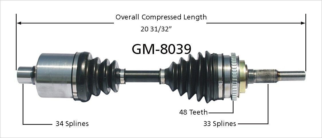1994, 1993, 1992, 1991, 1990, 1989, 1988, 1987, 1986, 1985, 1984, 1983, 1982 Chevrolet Cavalier CV Axle Shaft