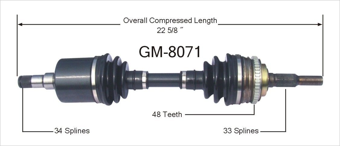 1994, 1993, 1992, 1991, 1990, 1989, 1988, 1987, 1986, 1985 Chevrolet Cavalier CV Axle Shaft