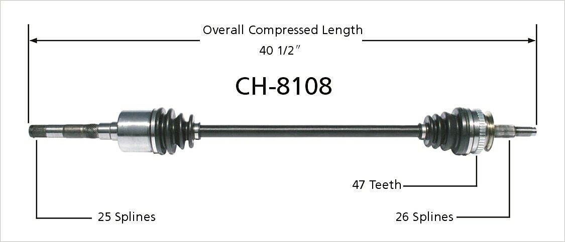 2007, 2006, 2005, 2004, 2003, 2002, 2001, 2000, 1999, 1998, 1997, 1996 Dodge Caravan Voyager CV Axle Shaft