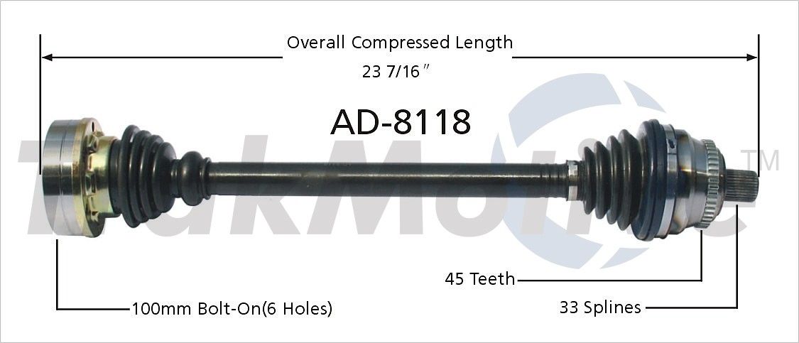 2002, 2001, 2000 Audi S4 Quattro CV Axle Shaft