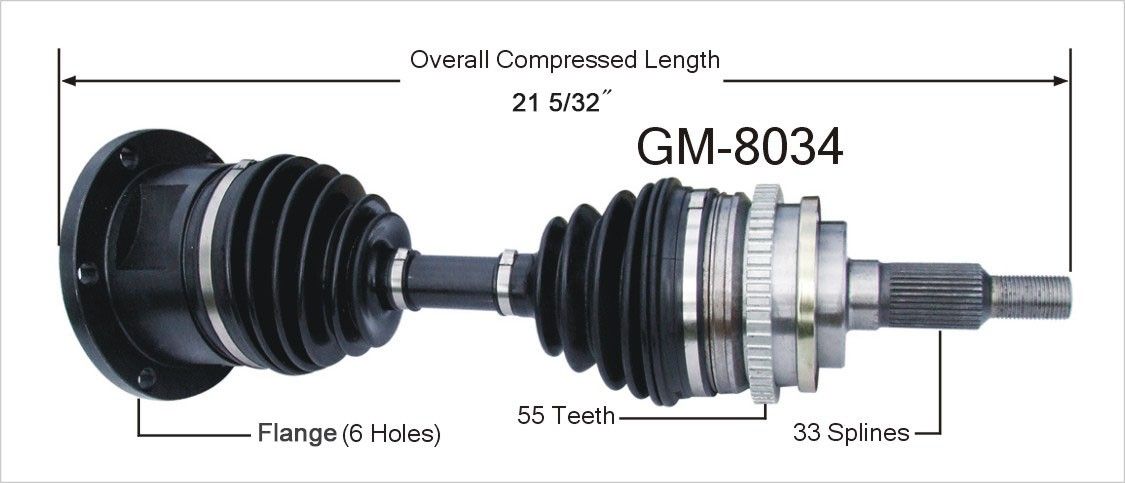 1999, 1998, 1997, 1996, 1995, 1994, 1993, 1992 GMC K2500 Suburban CV Axle Shaft