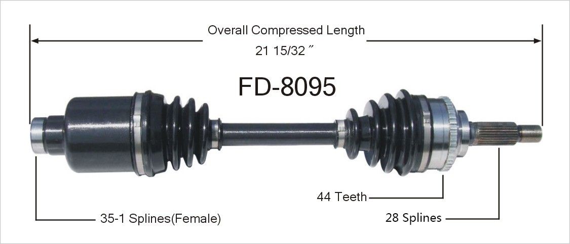 2012, 2011, 2010, 2009, 2008, 2007, 2006, 2005, 2004, 2003, 2002, 2001 Ford Escape CV Axle Shaft