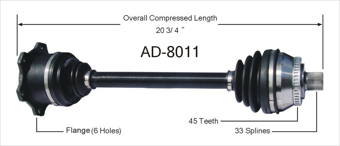 2001, 2000, 1999, 1998, 1997 Audi A4 CV Axle Shaft