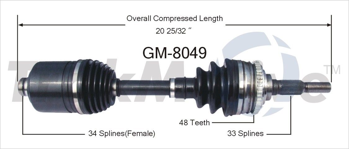 2005, 2004, 2003, 2002, 2001, 2000, 1999, 1998, 1997, 1996, 1995 Pontiac Sunfire CV Axle Shaft