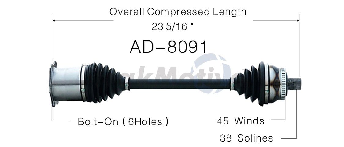 2008, 2007, 2006, 2005, 2004, 2003, 2002 Audi A4 CV Axle Shaft