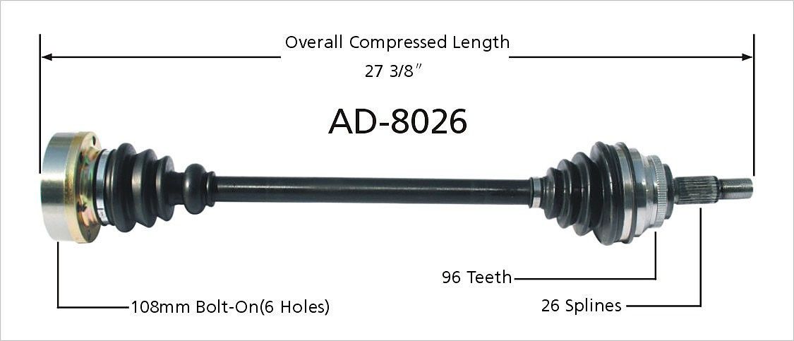 1988, 1987, 1986, 1985, 1984, 1983, 1982, 1981, 1980 Audi 5000 CV Axle Shaft