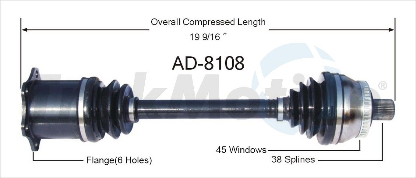 2009, 2008, 2007, 2006, 2005, 2004 Audi S4 Quattro CV Axle Shaft