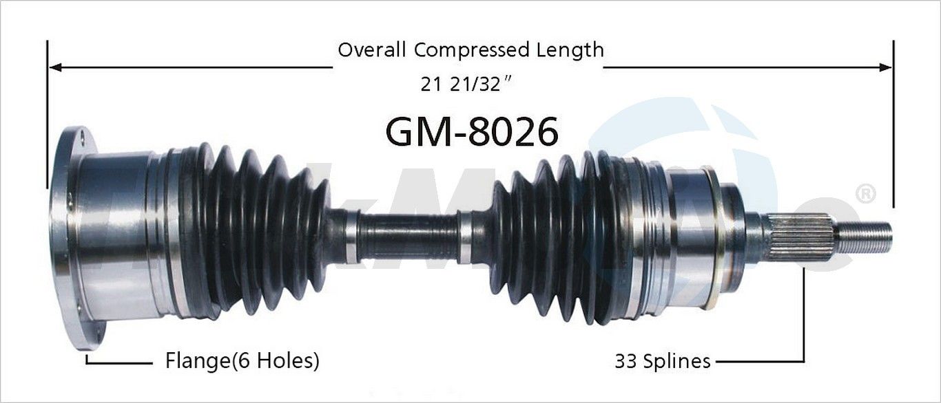 2009, 2008, 2007, 2006, 2005, 2004, 2003 Hummer H2 2500 CV Axle Shaft