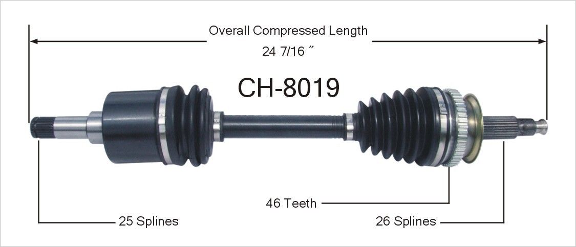 2006, 2005, 2004, 2003, 2002, 2001, 2000, 1999, 1998 Dodge Stratus CV Axle Shaft