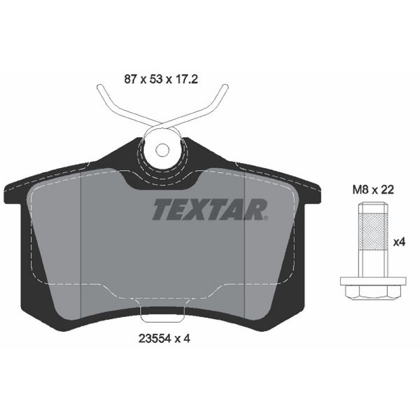 Disc Brake Pad Set - Rear for 2001-2022 Seat Leon (Textar 2355402)